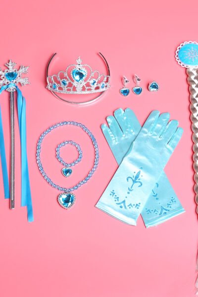 Barn Frost Prinsess Elsa Tillbehör 9PC Hårfläta Trollstav Krona Handskar Halsband Armband Ringar Örhängen