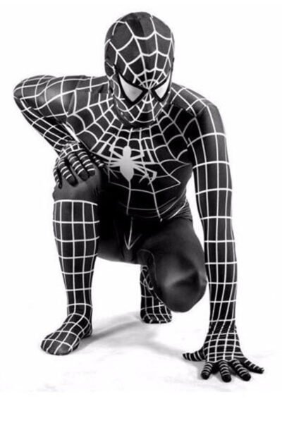 Klassisk Spiderman Dräkt För Vuxna Svart Maskeradkläder